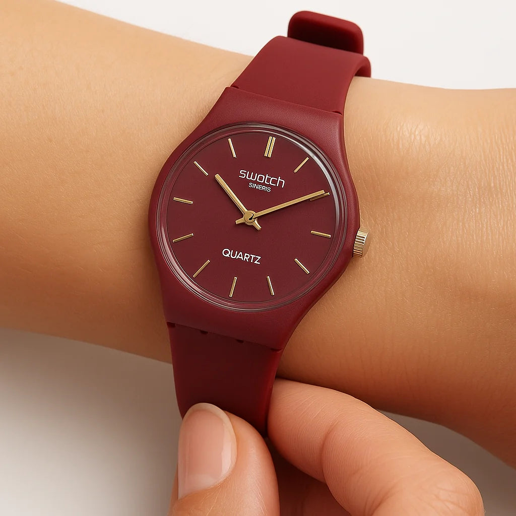 Swatch Femme Rouge Élégante – Montre Quartz Swiss Design | Résistante à l'eau &amp; Garantie 2 Ans