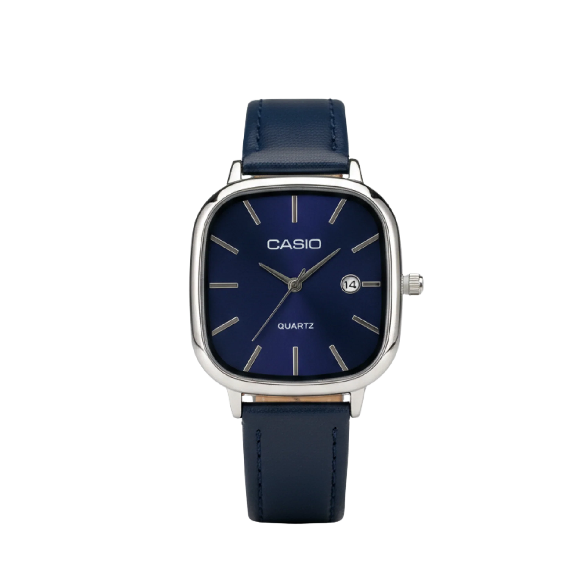 Montre Casio Élégante Quartz - Cadran Bleu Marine & Bracelet Cuir Bleu