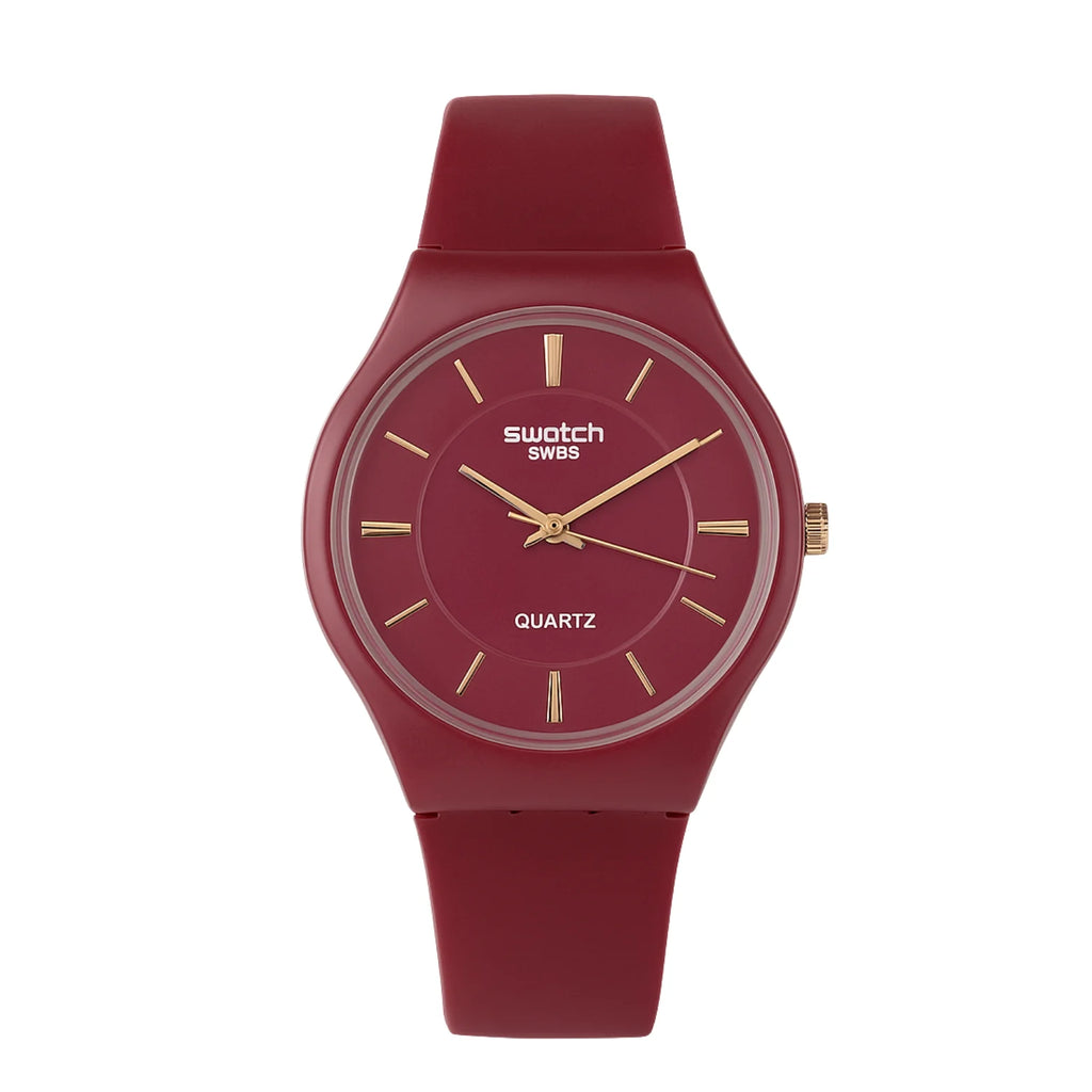 Swatch Femme Rouge Élégante – Montre Quartz Swiss Design | Résistante à l'eau &amp; Garantie 2 Ans