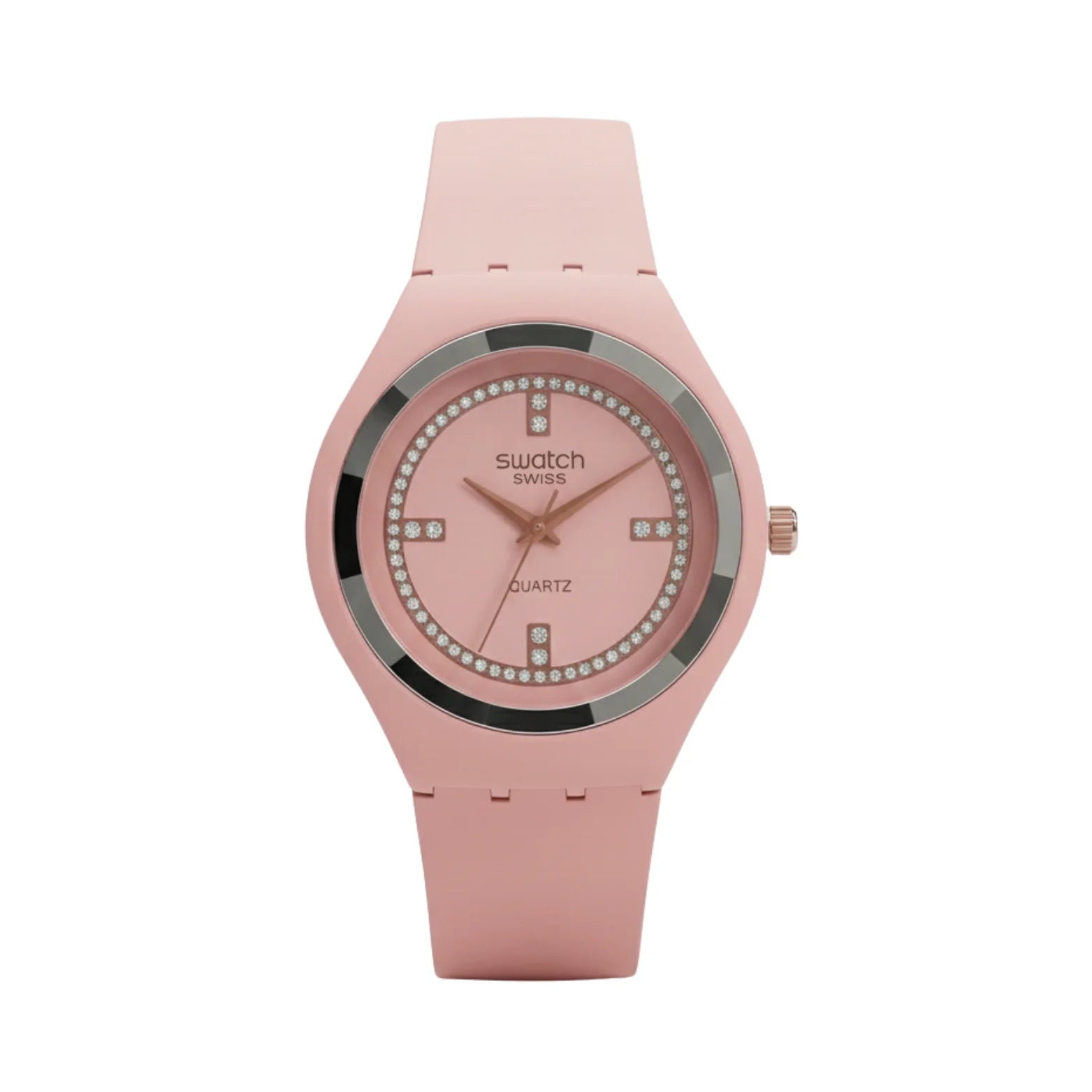 Swatch Quartz Cristal Rose – Édition Rose Élégante (Modèle : SR-PNK38)